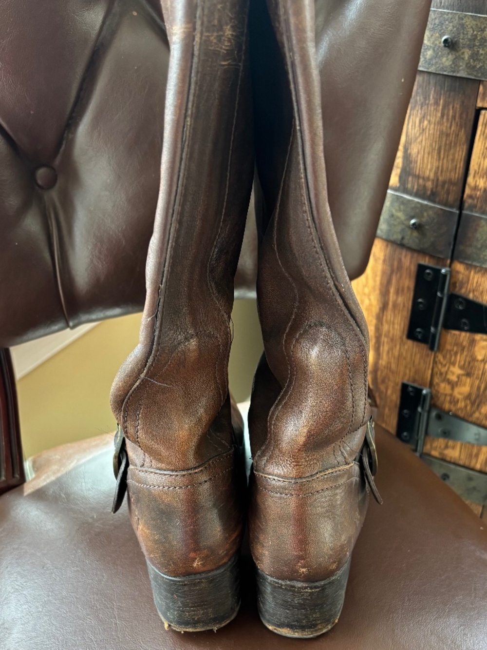 Frye Veronica Slouch Brown Leather Engineer Boots Size 9 - Picture 6 of 11